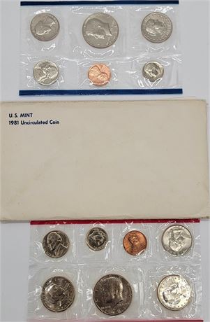1981 US Philadelphia/Denver Mint Coin Set W/Original Envelope *Rare*