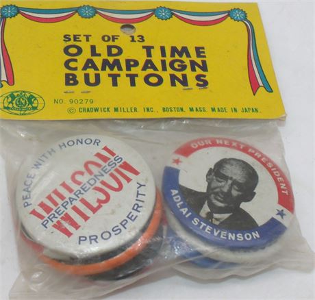 Old Time Campaign Buttons in package