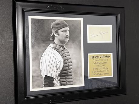 Autographed Thurman Munson Framed Signature and Photo
