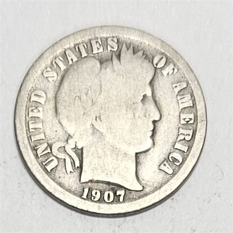 1907 O US Silver Barber Dime
