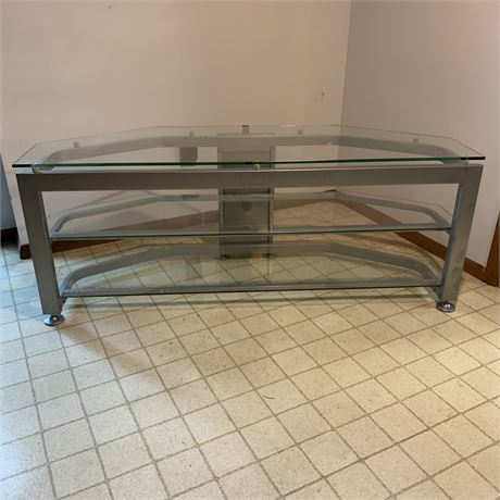 3 Tier Glass TV and Chrome TV/Entertainment Stand