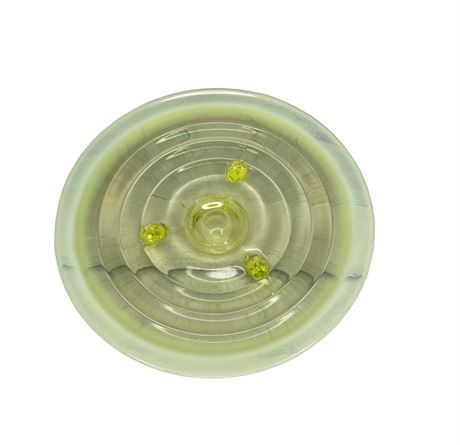Fenton Topaz Opalescent Vaseline Uranium 3 Toed Glass Plate