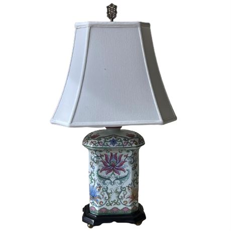 Peony Design Porcelain Floral Jar Lamp