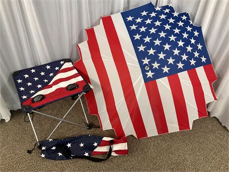 Stars & Stripes Portable Camp Table & Umbrella