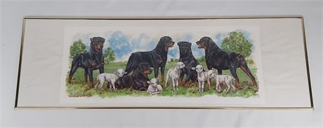 Marcia Van Woert Rottweiler Dogs & Lambs Print Signed Numbered 35/500