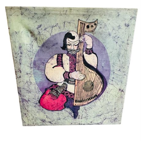 Silk Painting of Man Playing Lute