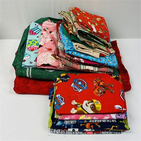 Large Holiday and Children's Patterned Fabric Lot