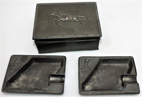 VTG ASA metal ashtray box Horses
