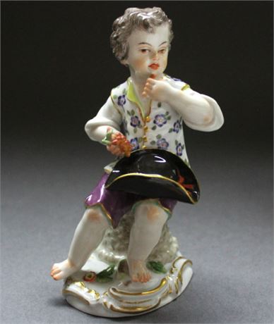 Antique Meissen Porcelain Boy Eating Grapes