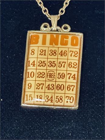 Vintage Bingo Card Pendant
