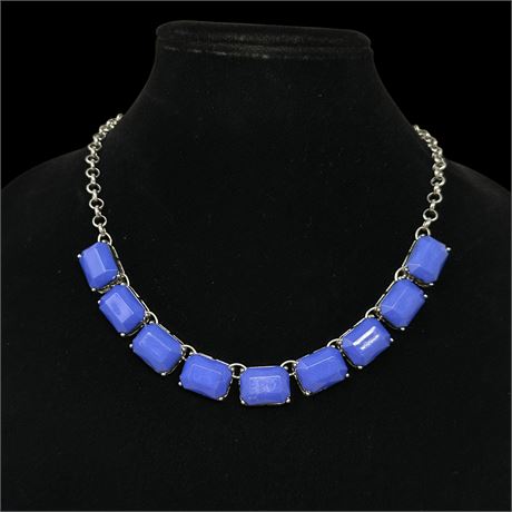 Blue Faceted Bead Necklace