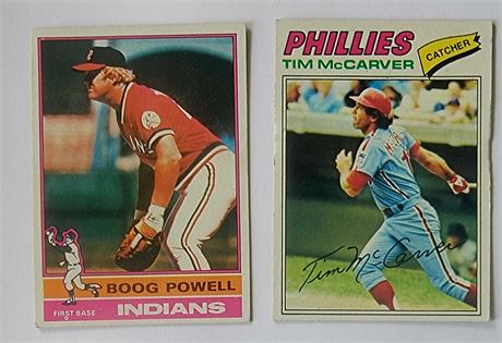 1970s CLEVELAND INDIANS Boog Powell #45/PHILADELPHIA PHILLIES Tim McCarver #357