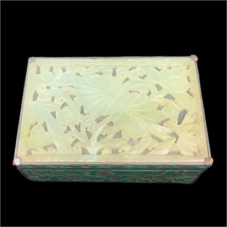 Vintage Carved Green Jade Box
