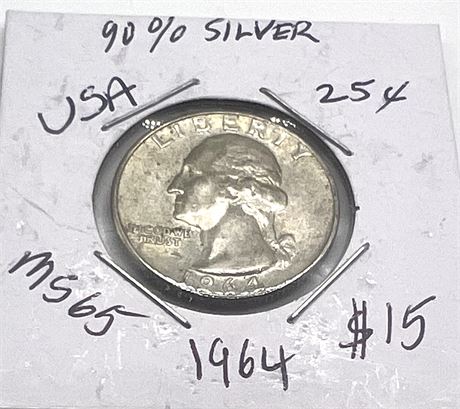 1964 Silver Washington Quarter