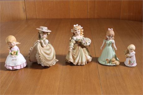 Vintage Lefton and Growing Up Birthday Girls Figurines
