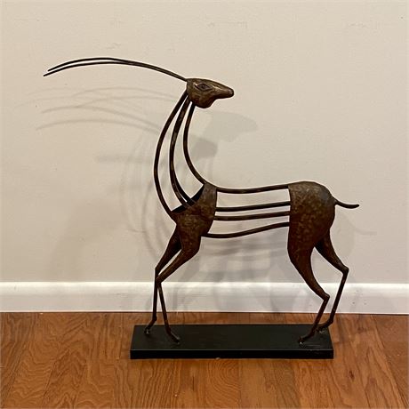 Contemporary Metal Antelope Statue