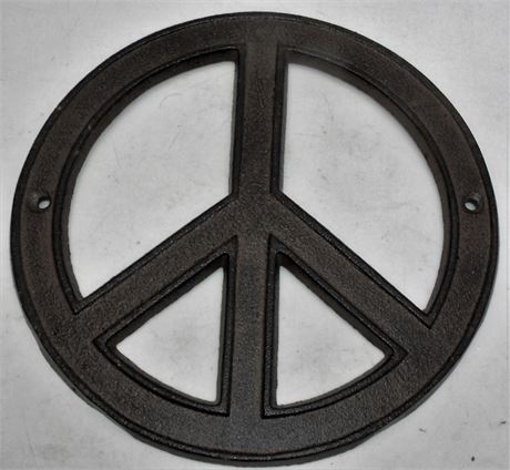 Cast Iron Peace Sign Plaque