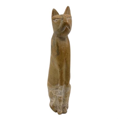 Mid Century Carved Stone Cat Figurine