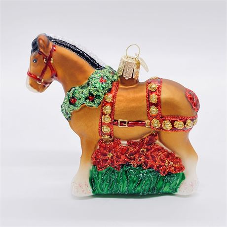 Old World Christmas Clydesdale Horse Glass Ornament - 4"