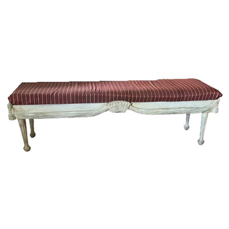Hollywood Regency Style Carved Bed Bench