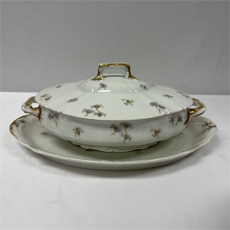 Theo Haviland Lidded Serving Dish with Matching Serving Plate
