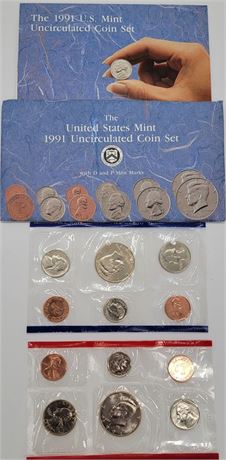 1991 Philadelphia/Denver US Mint Uncirculated Coin Set
