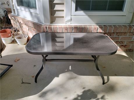 Glass Top Patio Table with Metal Legs