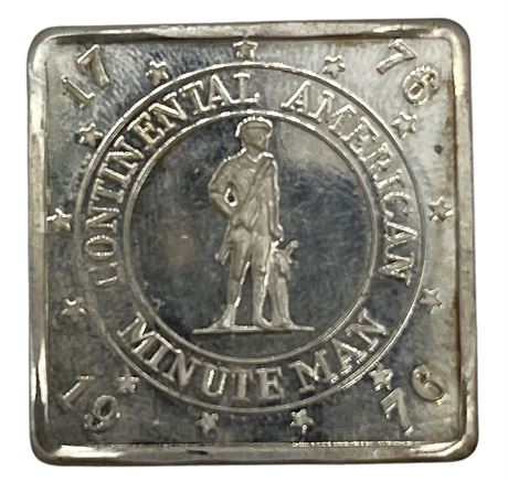 Continental American Minute Man  - .999 Fine Silver - 1/4 Troy Ounce Silver Bar