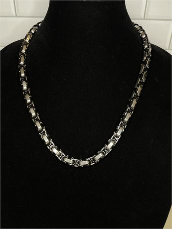 Black and Silver Tone Bike chain Style Necklace