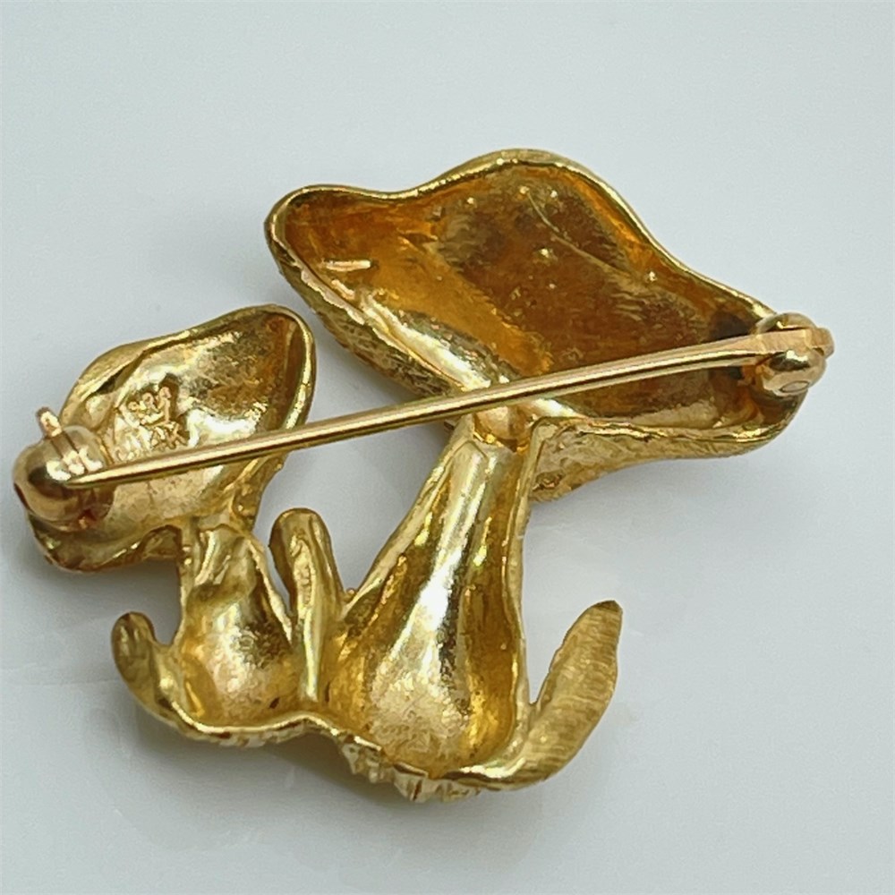 Bid On Everything - 14K Gold Double Mushroom Vintage Brooch