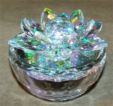 Crystal Iridescent Covered dish Aurora Borealis