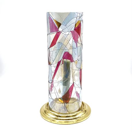 Mosaic Calypso Hurricane Shade on Solid Brass Base by Partylite (Retired)
