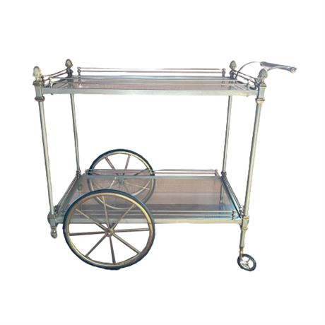 Brass and Glass Bar/Tea Cart