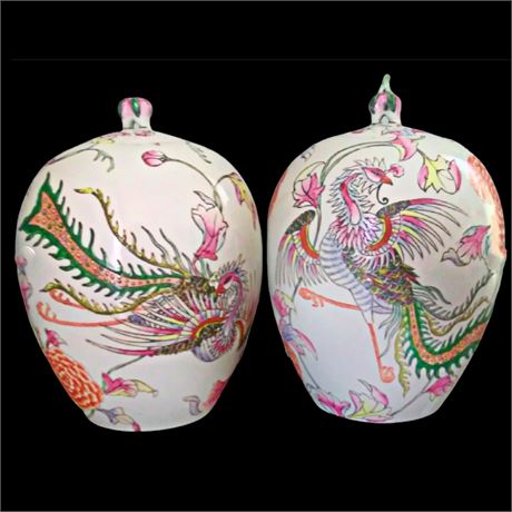 Chinese Porcelain Jars Phoenix Birds