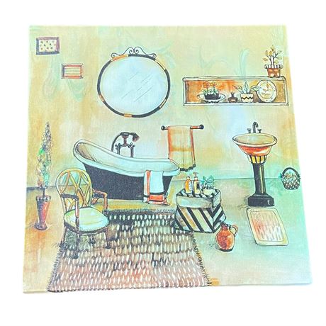 Novelty Powder Room Stretched Canvas Art