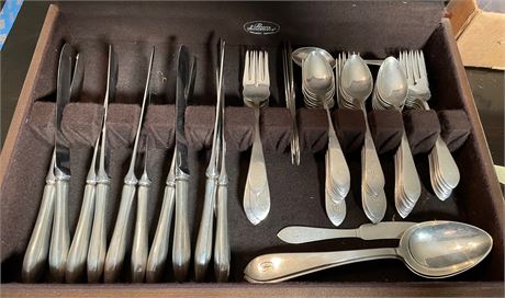 60 Piece Reed and Barton Sterling Flatware "Mirrorstele" Partial Set