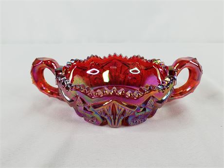 LE Smith Carnival Glass Candy Trinket Dish with Handles