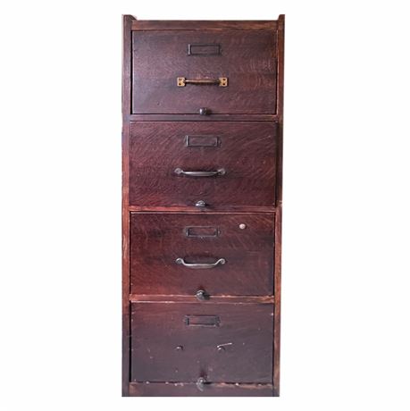 Antique Mahogany Four Drawer Filing Cabinet