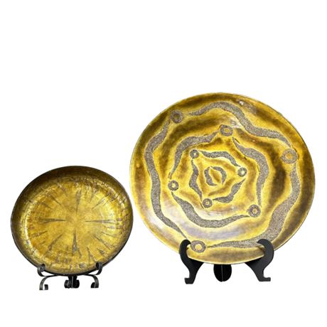 Decorator Large Ceramic Gold Lacquer Platters