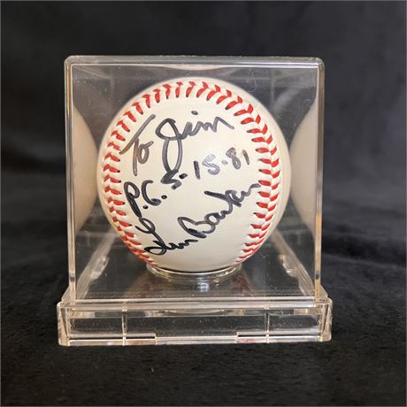 Autographed Len Barker Baseball