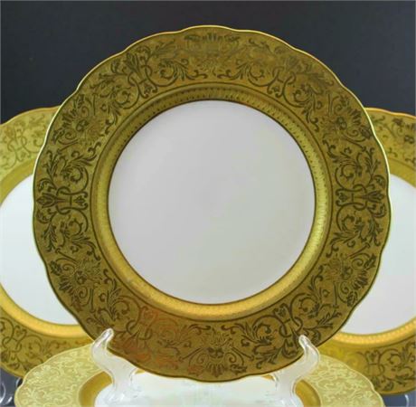 George Jones Crescent China Gold Mythology Dinner Plates