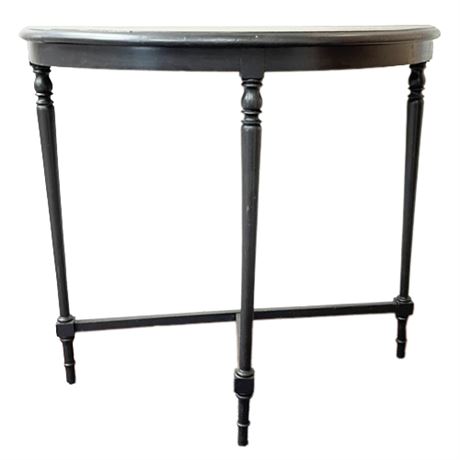 Vintage Demi Lune Side Table, Black Lacquer Finish