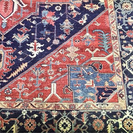 Rubia Turkish Heriz Wool Room Sized Rug with Appraisal