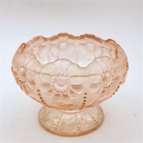 Fenton Pink Satin Glass Rose Bowl, Vintage