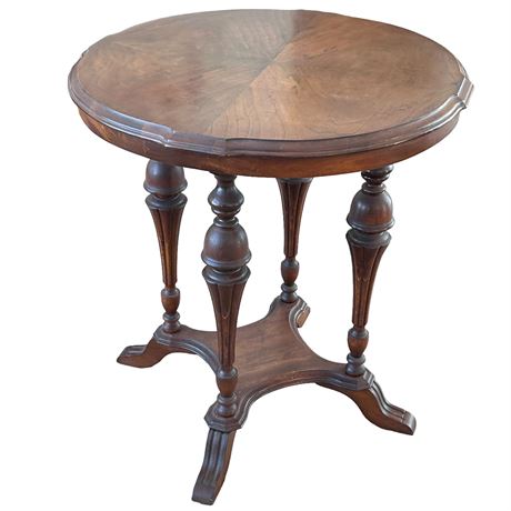 Early 20th C Center Hall Table, Chevron Pattern Top