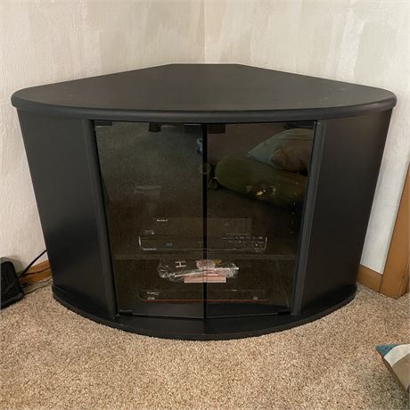 Black TV stand with Glass Doors