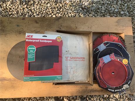Assorted Sandpaper Sheets w/ Assorted Circular Saw Blades