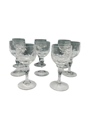 Etched Sherry Cordial Glasses Set of 8