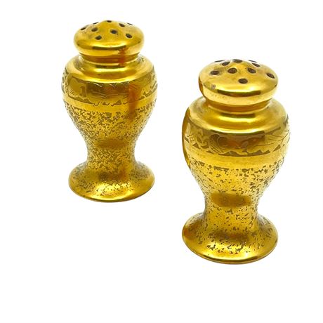 Antique Gold Gilt Salt Pepper Shakers