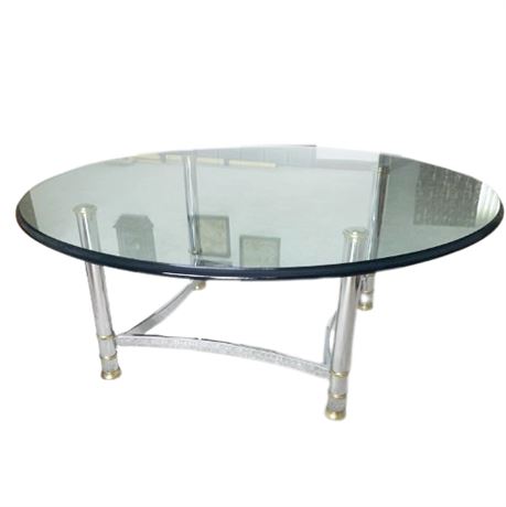 1970's Chrome, Brass and Glass Coffee Table